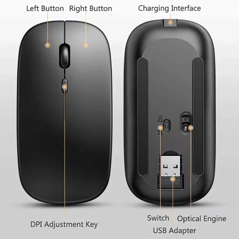 Rechargeable Wireless Mouse Bluetooth-Compatible 2.4Ghz Dual Modes Computer Mice with Nano Receiver for PC Laptop Macbook - Malachi Wallace boutique