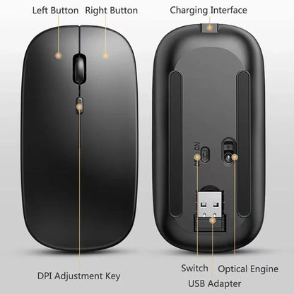 Rechargeable Wireless Mouse Bluetooth-Compatible 2.4Ghz Dual Modes Computer Mice with Nano Receiver for PC Laptop Macbook - Malachi Wallace boutique