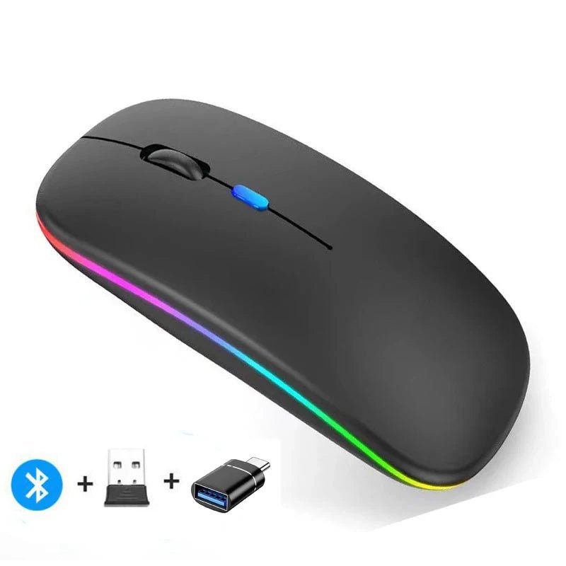 Rechargeable Wireless Mouse Bluetooth-Compatible 2.4Ghz Dual Modes Computer Mice with Nano Receiver for PC Laptop Macbook - Malachi Wallace boutique