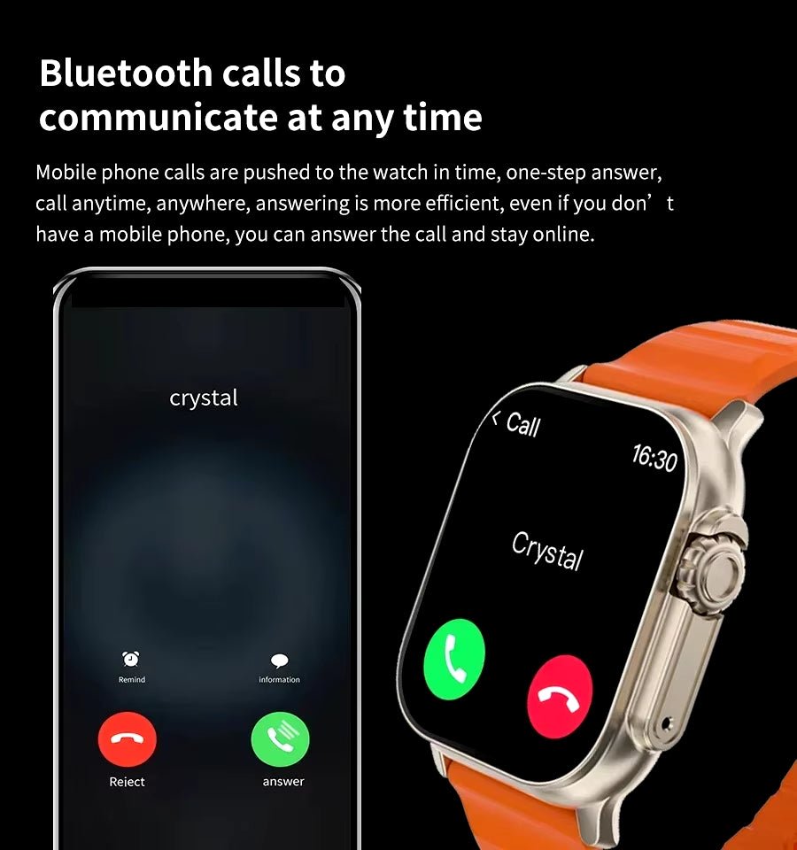 Smart Watch Bluetooth Talk Smartwatch Message Alert Heart Rate Monitor Sports Watch for Android IOS Men Women - Malachi Wallace boutique