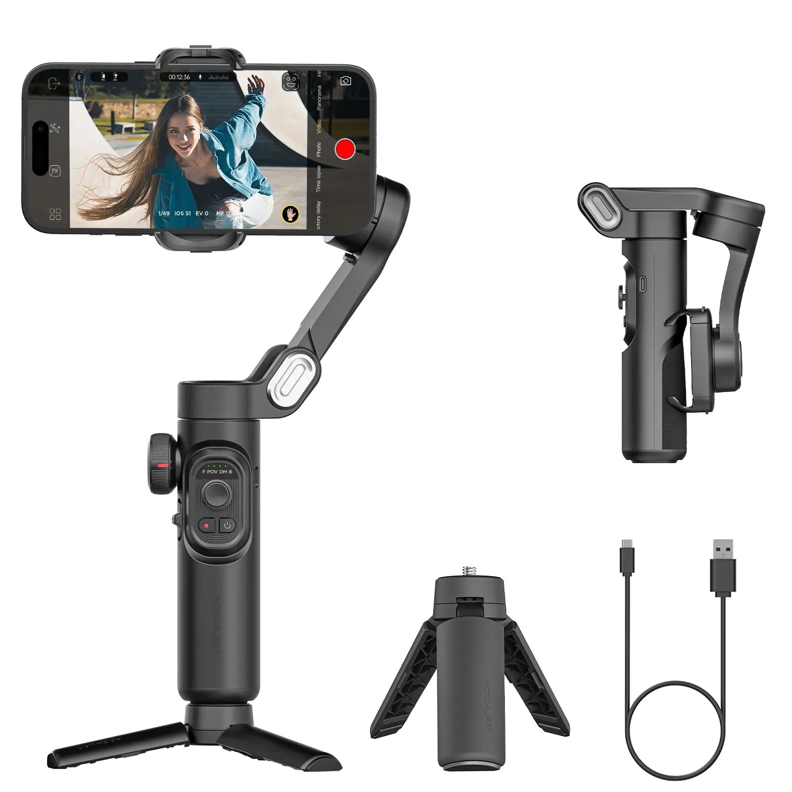 Smart XE Kit Gimbal Stabilizer for Smartphone Iphone Video Recording Magnetic Fill Light 3-Axis Foldable Android Gimble - Malachi Wallace boutique