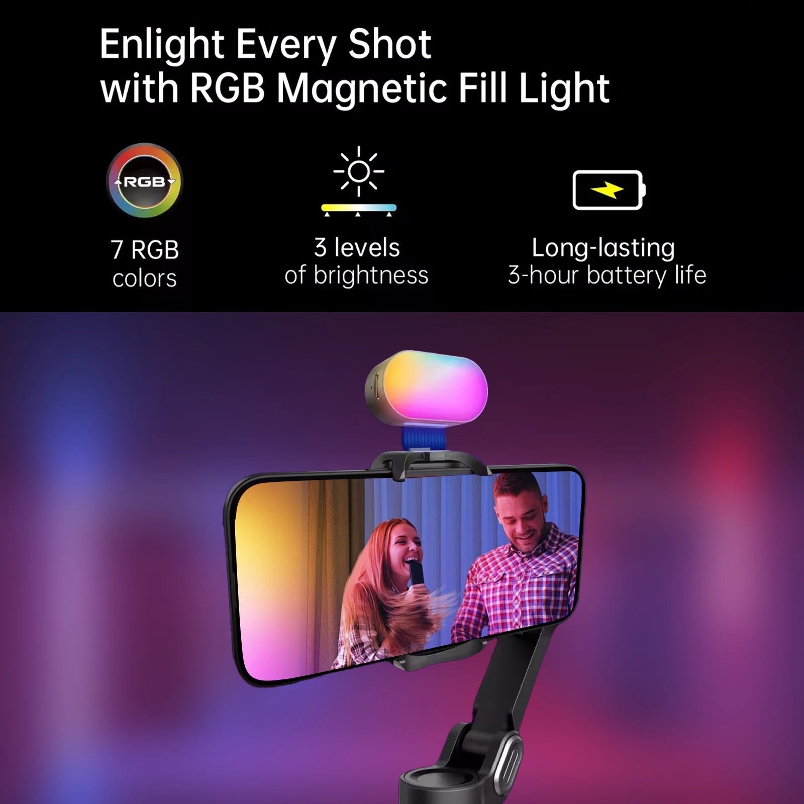 Smart XE Kit Gimbal Stabilizer for Smartphone Iphone Video Recording Magnetic Fill Light 3-Axis Foldable Android Gimble - Malachi Wallace boutique