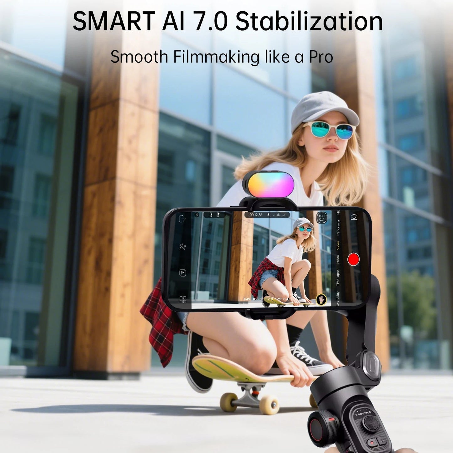 Smart XE Kit Gimbal Stabilizer for Smartphone Iphone Video Recording Magnetic Fill Light 3-Axis Foldable Android Gimble - Malachi Wallace boutique