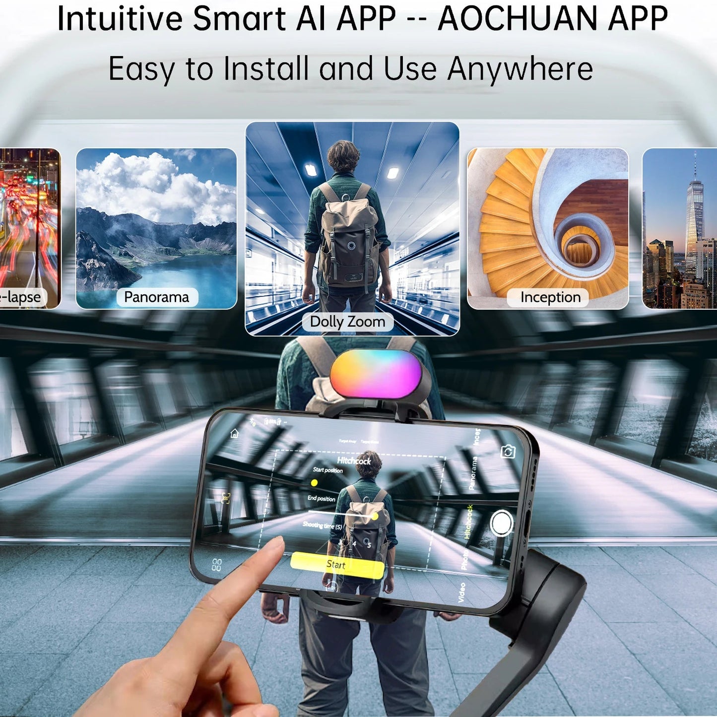 Smart XE Kit Gimbal Stabilizer for Smartphone Iphone Video Recording Magnetic Fill Light 3-Axis Foldable Android Gimble - Malachi Wallace boutique