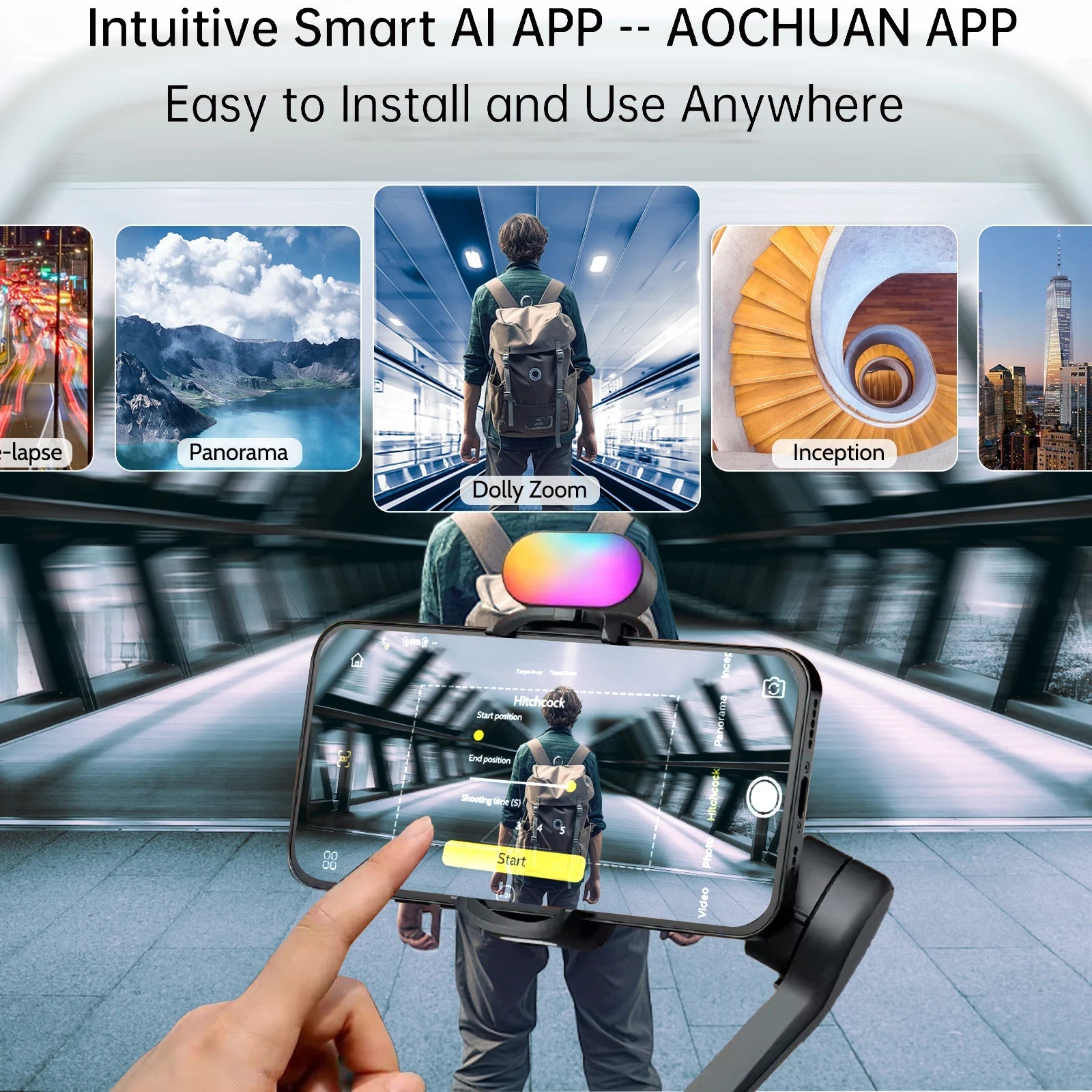 Smart XE Kit Gimbal Stabilizer for Smartphone Iphone Video Recording Magnetic Fill Light 3-Axis Foldable Android Gimble - Malachi Wallace boutique