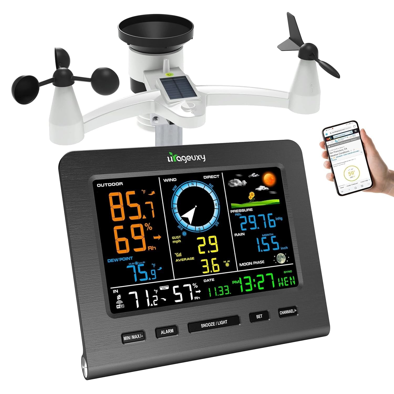SmartWeather Pro™ – WiFi Wireless Indoor & Outdoor Weather Station with Rain, Wind & Temp Monitoring - Malachi Wallace boutique