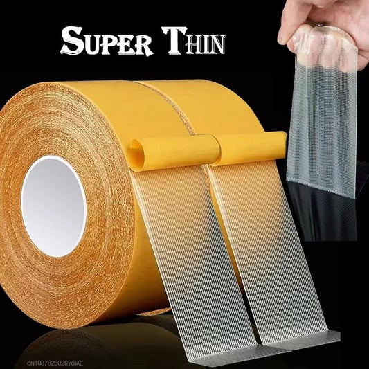 Super Thin Strong Fixation Double Sided Adhesive Tape Heavy Duty Translucent Mesh Waterproof Traceless Powerful Grid Carpet Tape - Malachi Wallace boutique