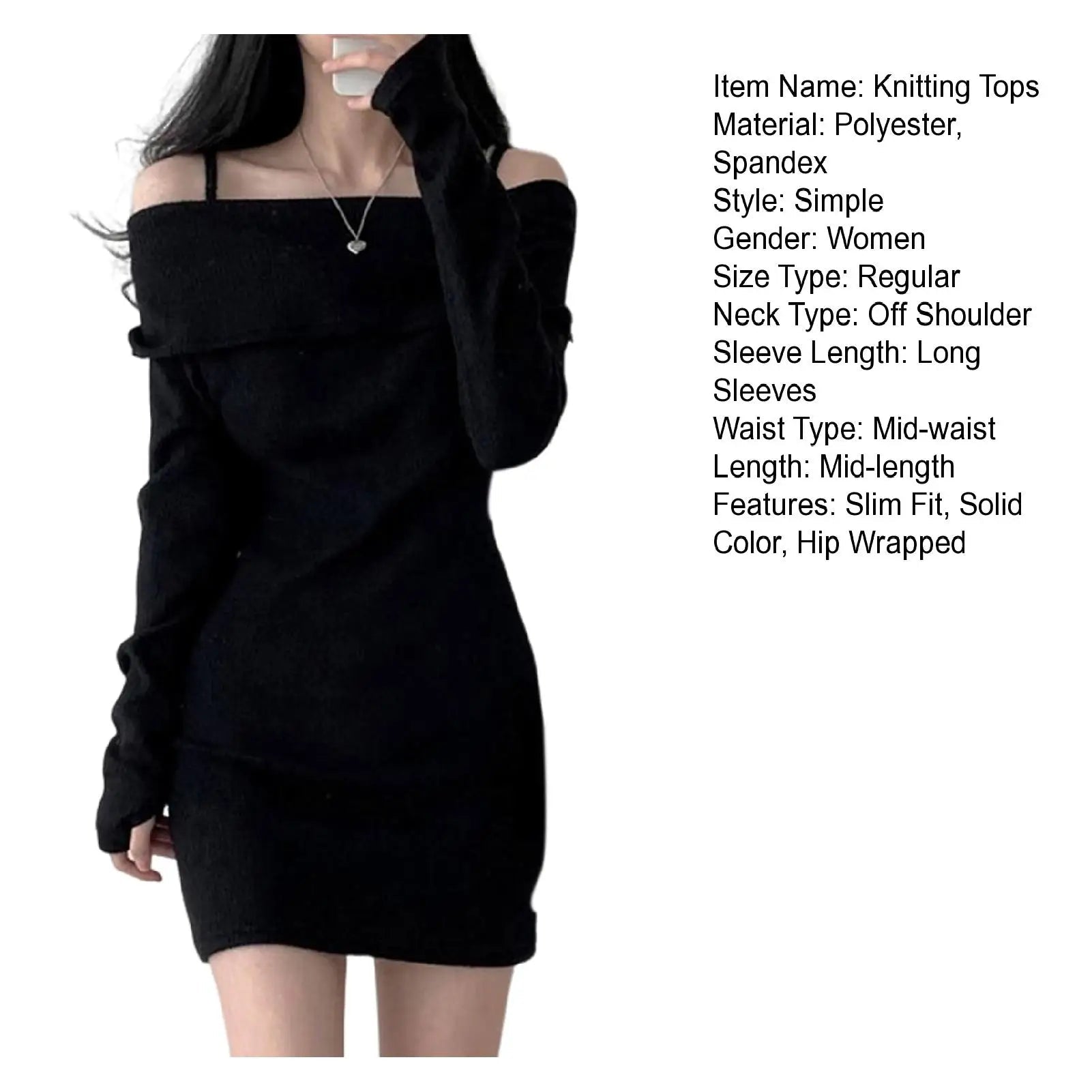 Womens Dresses Spring Fashion Cold Shoulder Lantern Sleeve Casual Plain Long Sleeve Daily Mini Knit Sweater Dress Woman Clothing - Malachi Wallace boutique